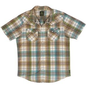 Prana Men's Pearl Snap Button Short Sleeve Camp Shirt Men's Large